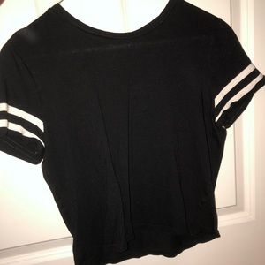 Black t-shirt with white stripes